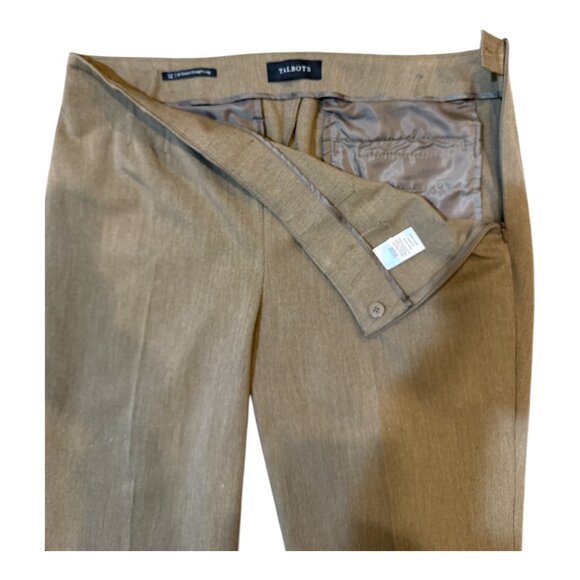 Talbots Size 12 Brown Tan Bi-Stretch Straight Leg Trousers Pants - Picture 4 of 8